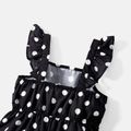 Toddler/Kid Girl Polka dots Ruffled Strap Rompers Black image 4
