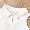 2pcs Toddler Girl Preppy style Lapel Collar Sleeveless Tee and Plaid Pleated Skirt Set White image 4