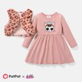 L.O.L. SURPRISE! 2pcs Toddler Girl Character Print Dress and Leopard Fleece Vest Set Pink image 1