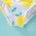 Baby Girl Allover Lemon Print Bow Front Ruffle Trim One-piece Swimsuit Yellow image 4