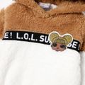 L.O.L. SURPRISE! 2pcs Toddler Girl Letter Print Colorblock Fleece Hoodie Sweatshirt and Elasticized Pants Set Brown image 2