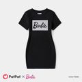 Barbie Mommy and Me Black Cotton Short-sleeve Letter Print Bodycon T-shirt Dresses Black image 4
