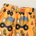 2pcs Baby Boy 95% Cotton Excavator Print Short-sleeve Tee & Shorts Set Tibetan blue image 5