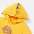 2pcs Toddler Boy Dinosaur Print Striped Hooded Short-sleeve Cotton Tee and Shorts Set Yellow image 5