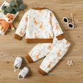2pcs Baby Boy/Girl Allover Fox Print Long-sleeve Set Brown image 2