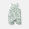 Baby Girl/Boy Dinosaur Print/Stripe Sleeveless Jumpsuits Light Green image 3
