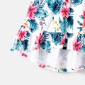 Family Matching Cotton Solid Spliced Plant Print High Low Hem Belted Naia™ Cami Dresses and Short-sleeve T-shirts Sets ColorBlock image 5