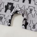 2pcs Baby Boy Allover Bear Print Short-sleeve Romper & Hat Set Grey image 4