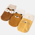 3 Pairs Baby / Toddler Cartoon Animal Pattern Non-slip Grip Socks Multi-color image 3