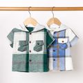 Toddler Boy Classic Plaid Hooded Short-sleeve Shirt Green image 2