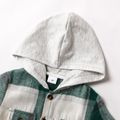 Toddler Boy Classic Plaid Hooded Short-sleeve Shirt Green image 4