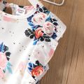 2pcs Kid Girl Floral Print Sleeveless Tee and Belted Skirt Set Pink image 5