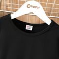 2pcs Kid Girl Flutter-sleeve Tee and Heart Print Belted Shorts Set Black image 3