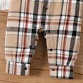 Baby Boy/Girl Button Front Long-sleeve Plaid Jumpsuit Brown image 5