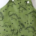 2pcs Baby Boy Allover Dinosaur Print Overalls & Hat Set Dark Green image 4