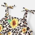 Naia™ 2pcs Baby Girl Sunflower & Leopard Print Cami Romper with Headband Set ColorBlock image 4