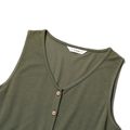 Nursing Button Front Lace Up Tank Dress Army green image 5