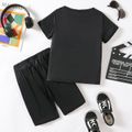 2pcs Kid Boy Game Consloe Print Short-sleeve Tee and Shorts Set Black image 2