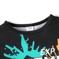2pcs Kid Boy Game Consloe Print Short-sleeve Tee and Shorts Set Black image 3