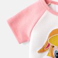 Looney Tunes 2pcs Baby Boy/Girl Raglan Sleeve Animal Graphic Waffle Tee & Shorts Set Pink image 3