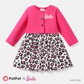 Barbie 2pcs Toddler Girl Cotton Leopard Print Sleeveless Dress and Jacket Set Pink image 2