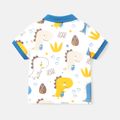 Toddler Boy 100% Cotton Dinosaur Print Short-sleeve Polo Tee Royal Blue image 2