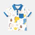 Toddler Boy 100% Cotton Dinosaur Print Short-sleeve Polo Tee Royal Blue image 1