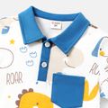 Toddler Boy 100% Cotton Dinosaur Print Short-sleeve Polo Tee Royal Blue image 3