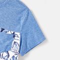 Family Matching Allover Leaf Print Naia Cami Dresses and Short-sleeve Colorblock T-shirts Sets lightbluewhite image 5