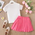 2pcs Kid Girl Lollipop Print Bowknot Design Short-sleeve Tee and Pleated Skirt Set Rosy image 5