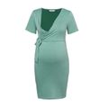 Maternity Wrap Knot Side Short-sleeve Bodycon Dress Mint Green image 3