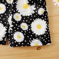 2pcs Kid Girl Floral Print Flounce Camisole and Belted Shorts Set Black image 5