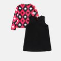 L.O.L. SURPRISE! 2pcs Toddler Girl Allover Print Long-sleeve Tee and Corduroy Sleeveless Dress Set Black image 2