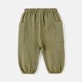 Baby Boy/Girl 100% Cotton Crepe Solid Pants Army green image 3