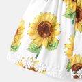 Baby Girl Floral Applique Design Solid Spliced Sunflower Print Naia™ Cami Romper ColorBlock image 4