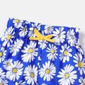 3pcs Baby Girl Cotton Short-sleeve Letter Graphic Romper and Allover Daisy Floral Print Bloomer Shorts & Headband Set Color block image 5