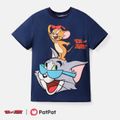 Tom and Jerry بلايزر إطلالة العائلة طوق الجولة كم قصير نقش حيوانات يوم الأب متعدد الألوان image 2