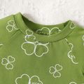 2pcs Baby Boy/Girl 95% Cotton Allover Leaf Print Short-sleeve Tee & Shorts Set Emerald image 3