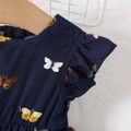 Baby Girl Allover Butterfly Print Flutter-sleeve Layered Dress Dark Blue image 4