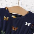 Baby Girl Allover Butterfly Print Flutter-sleeve Layered Dress Dark Blue image 3