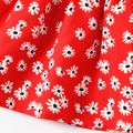 Baby Girl Allover Daisy Floral Print Puff-sleeve Shirred Dress Red image 5