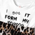 Baby Girl Cotton Cap-sleeve Letter & Leopard Print Spliced Dress White image 4