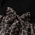 Toddler Girl Trendy Leopard Print Mesh Splice Short-sleeve Dress Black image 4