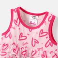 Barbie Baby Girl Mother's Day Allover Heart & Letter Print Ruffle Trim Naia™ Tank Romper Pink image 2