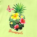 3pcs Toddler Girl Pineapple Print Flutter-sleeve Tee and Floral Print Skirt & Headband Set ColorBlock image 3