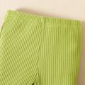 2pcs Baby Girl Cotton Ribbed Crop Cami Top and Flared Pants Set Green image 5