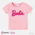 Barbie Toddler/Kid Girl Letter Embroidered Short-sleeve Cotton Tee Light Pink image 1