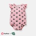 Naia Baby Girl Heart Print Flutter-sleeve Rompers Pink image 1