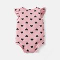Naia Baby Girl Heart Print Flutter-sleeve Rompers Pink image 2