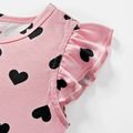 Naia Baby Girl Heart Print Flutter-sleeve Rompers Pink image 4